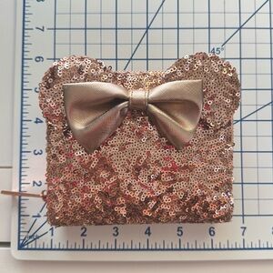 Minnie Mouse Rose Gold Sequin Loungefly Wallet EUC